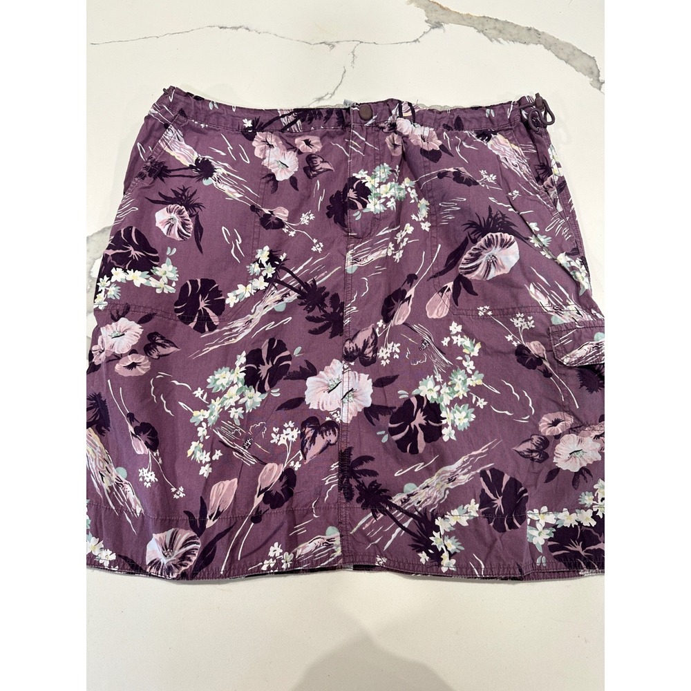 Columbia Women's Tropical Floral Cargo‎ Skirt XL Purple Palms Hibiscus